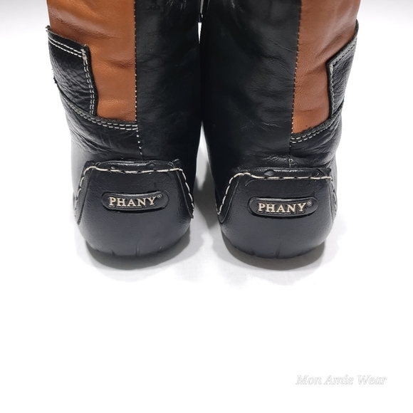 PHANY Genuine Leather Hightop Laceup Sneakers Tan & Black US6 - Picture 5 of 5